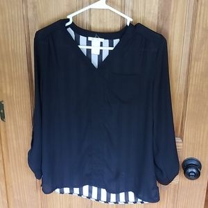 EUC Ladies Black sheer top size small